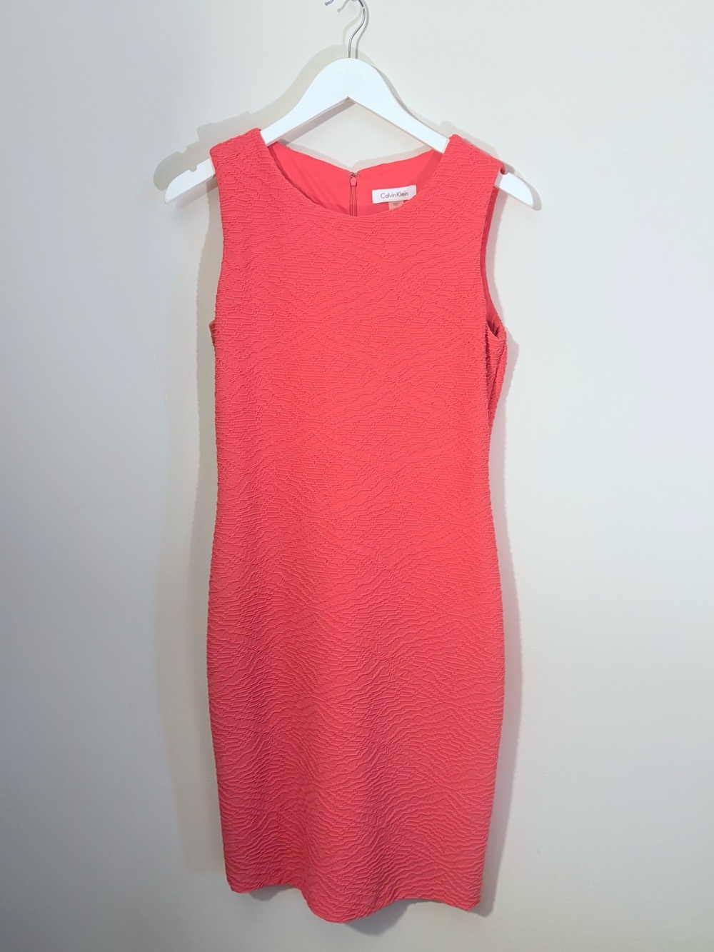 Calvin Klein Coral Textured Sleeveless Dress